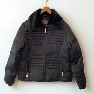 Puffy Coat with Faux Fur Collar